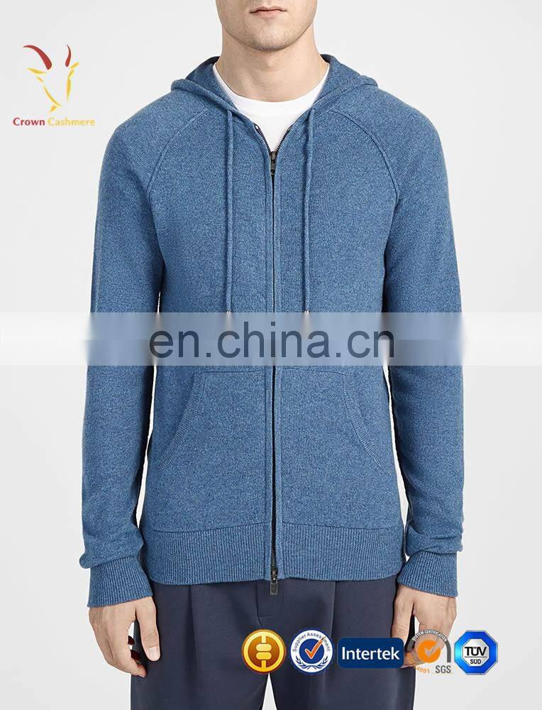 Mens Cashmere Cardigan With Zipper And Hoodie
