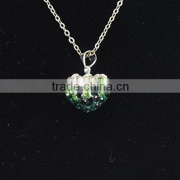 Wholesale Heart Shape New Arrival Double Colors White and Purple Crystal Clay Shamballa With Silver Chains Necklace