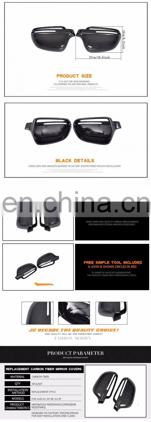 Full Replacement Carbon Fiber Mirror Cap for Audi A4 B8 S4 RS4 08-10