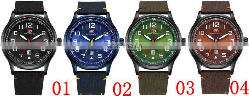 Mini Focus MF0166G Newest Sport Quartz Wristwatch Canvas Watches For Men