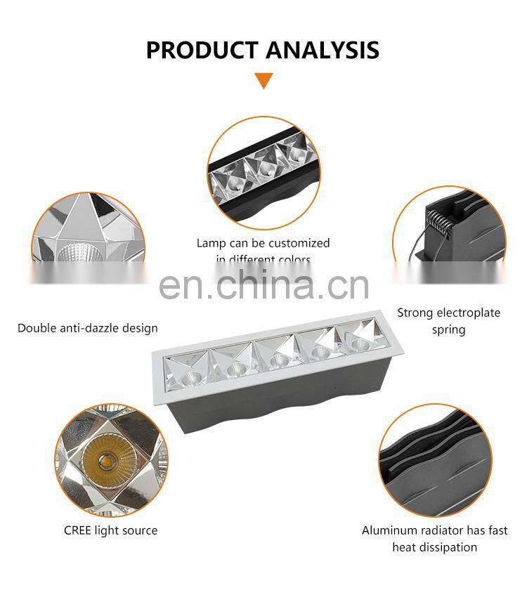 High Lumen Multi Power Down Lamp Home Office 3W 6W 10W 12W 18W 24W Linear Grille Light