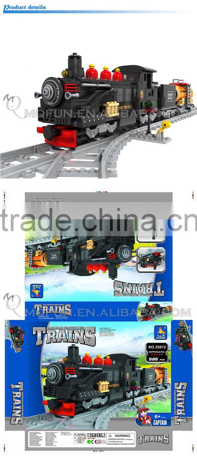 Mini Qute DIY intellect train rail track Transport vehicle action figure plastic building block model educational toy NO.25812