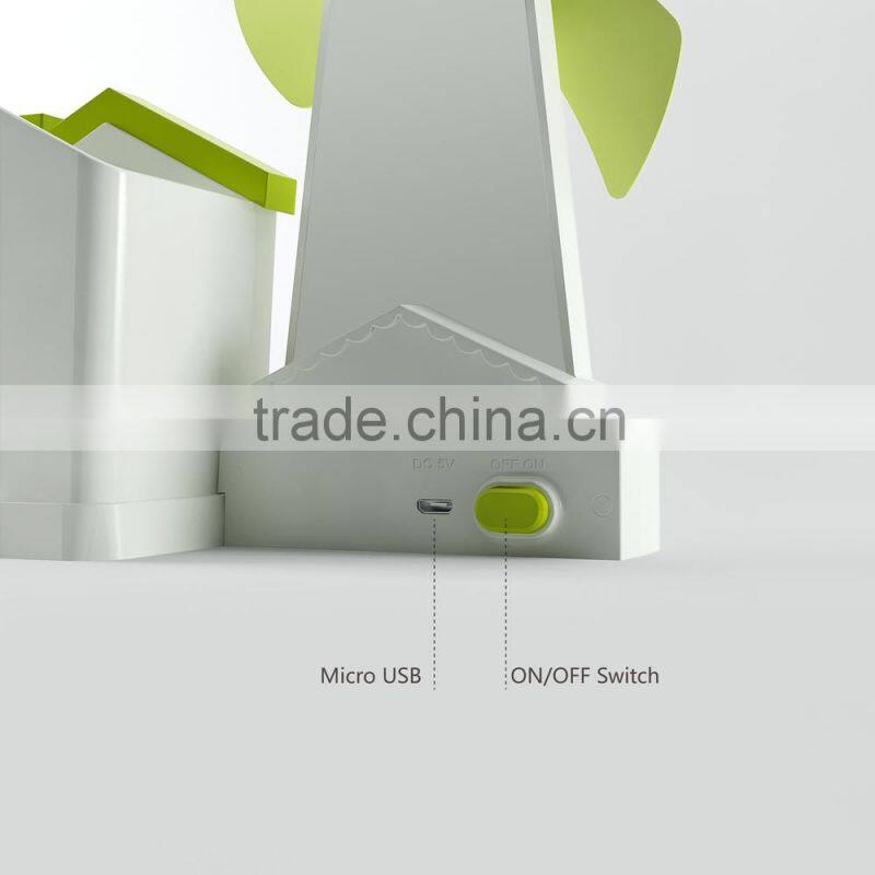 2015 new products USB air cooler fan mini fan with pen holder mini plastic fan