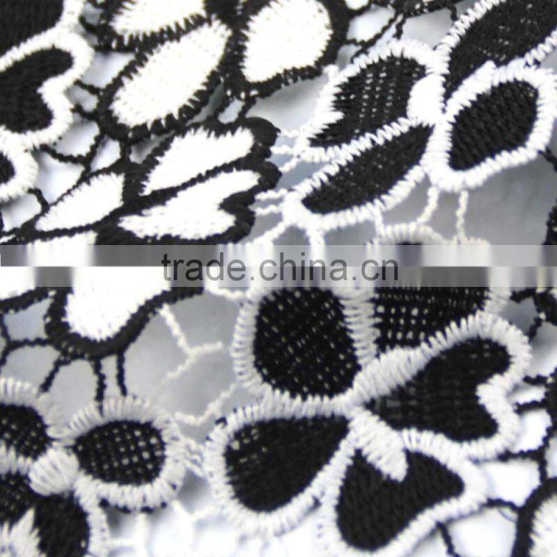 Wholesale products china black and white flower embroidered accessories water soluble lace fabric