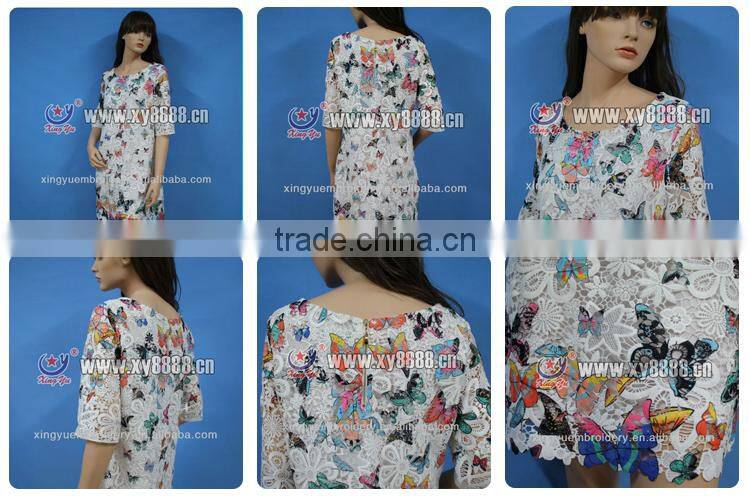 Xingyu Embroidery Factory Butterfly Full Embroidery African Fabric Lace for Evening Wedding Dress