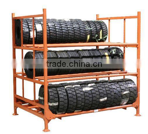 Heavy duty stacking metal mobile tire rack
