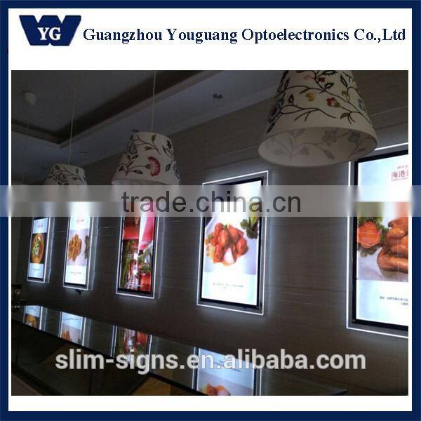 Acrylic super slim crystal led light box,slim plexiglass picture frame,