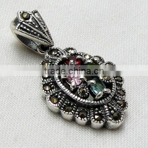 Prong Setting Smoky Quartz & CZ Silver Jewelry, Handmade Silver Jewelry, Wholesale Silver Jewelry