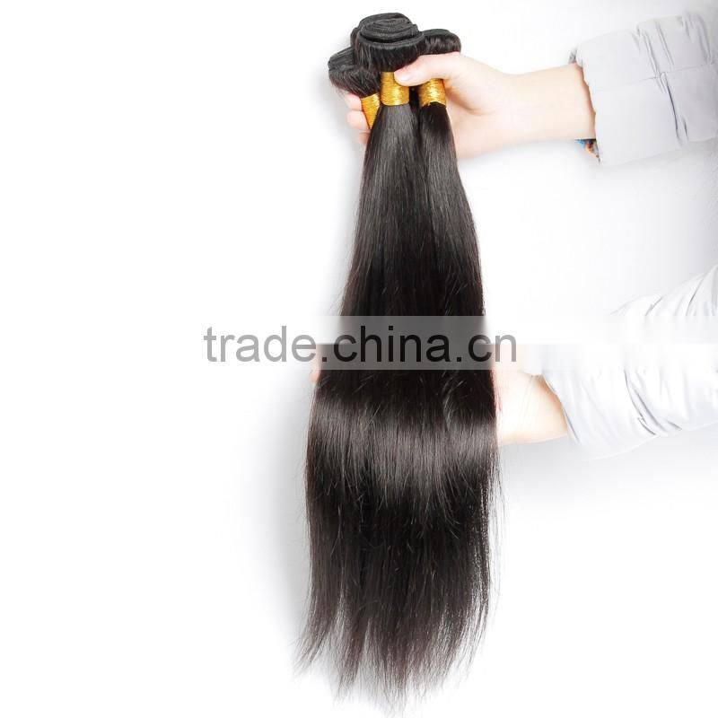 Factory Wholesale Unprocessed Brazilian Human Hair Extension, Remy Straight Natural Black Hair Weaving