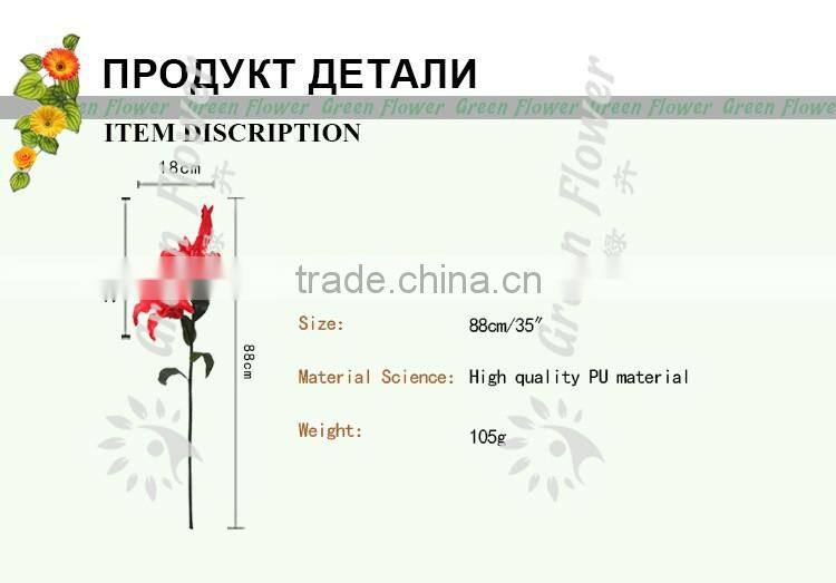 2016 Wholesale 3 heads Latex Artificial PU Flowers Lily Real Touch Bouquet Wedding Bridal Decor Display Flower