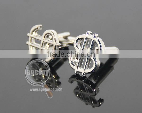 Hollow Out Dollar Sign Shaped Souvenir Zinc Alloy Metal Engrave Financial Cufflink For Mens Shirts
