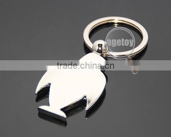 Promotional High Quality Zinc Alloy Custom Or Wholesale Blank Silver Metal Penguin Keychain