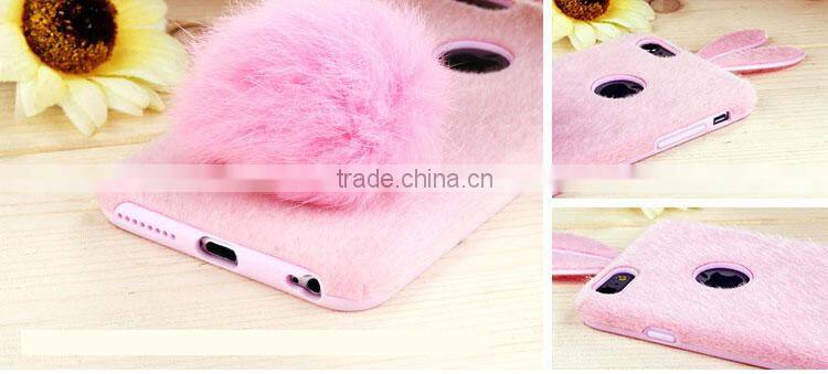 Soft TPU Genuiue Rabbit colorfull Fluffy Fur Tail Ball Phone Case Lxuxry Phone Case for Iphone and for Samsung