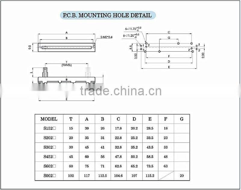 45mm WH3012P 30mm travel dual slide potentiometer for behringer