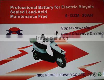 maintenance free 6-DZM-20 lead acid battery 12v 20ah Nice Power brand