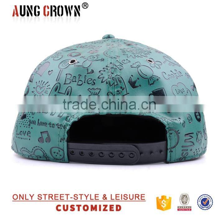 wholesale leather brim custom flat bill hats caps