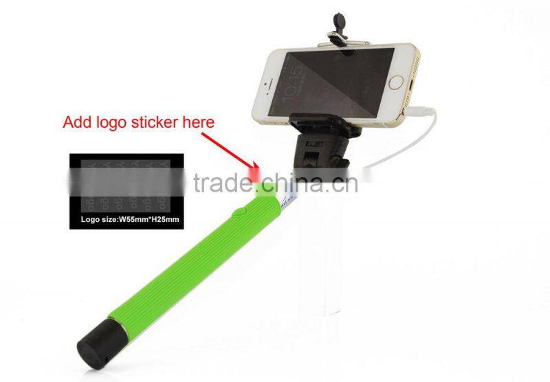 2015 Hot sale EXW monopad selfie stick wired selfie monopad for android and IOS smart cell phone christmas pink gift for girl