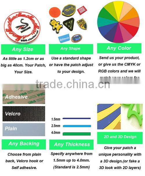 Sinicline Custom Soft Rubber/PVC Patch for Bag and Uniform from China Factory