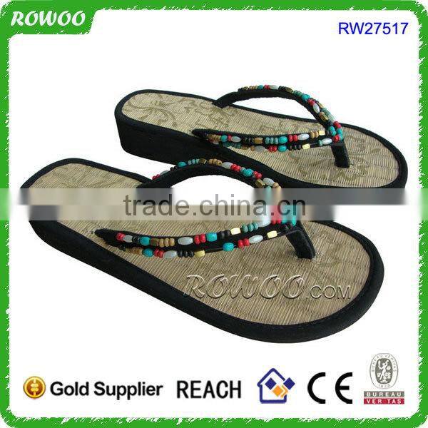 Best selling straw slippers,wholeale new bamboo flip flops slippers