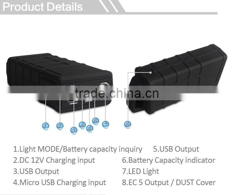 300A start current 12000mAh 12v lithium battery pack Ignition Starter emergency jump starter with LCD display