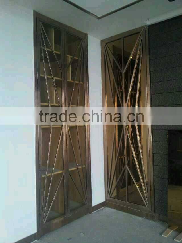 Stainless steel and brass room partition, screen partition for decoration in hotel