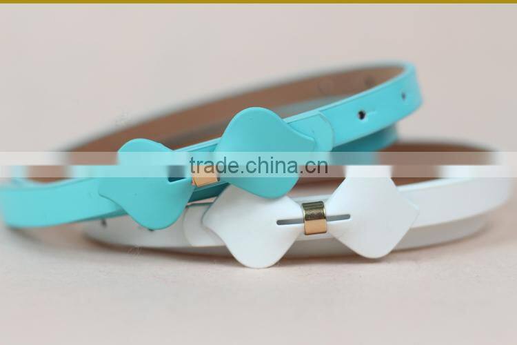 2016 fashion stylish hot sell PU ladies dress belt with bowknot buckle