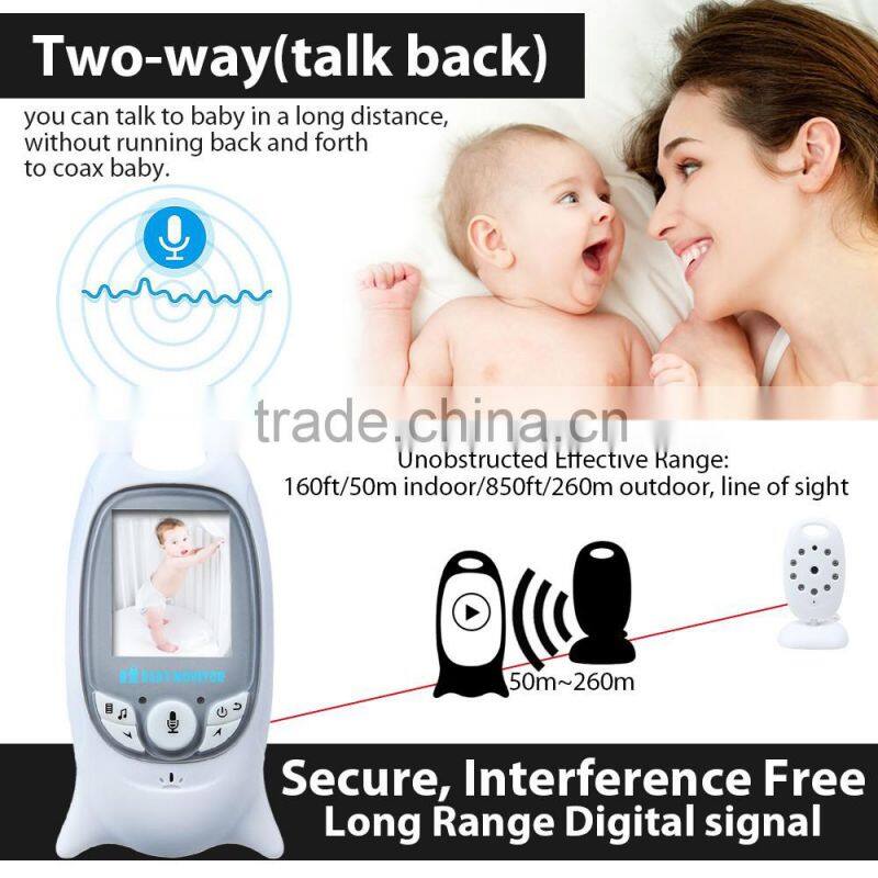 New 2.0inch baby camera monitor IR Night vision 2 way Talk Multi-language 8 Lullabies Temperature monitor VOX system baby phone