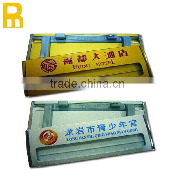 2014 hot sell new products custom logo metal name badge clip