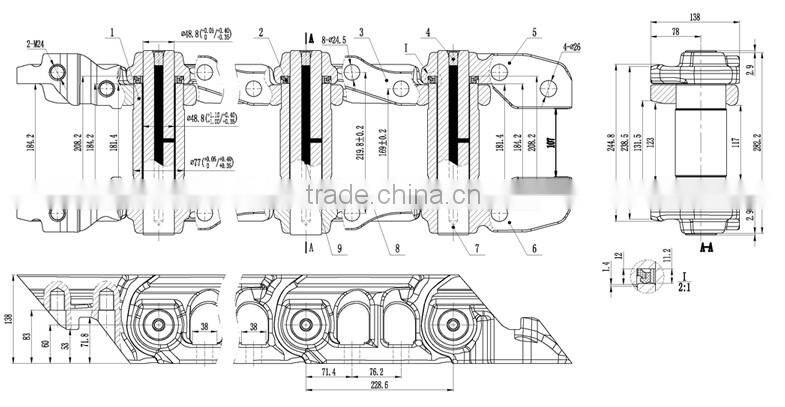 D3C dozer track chain/track link/link assy with lubricate