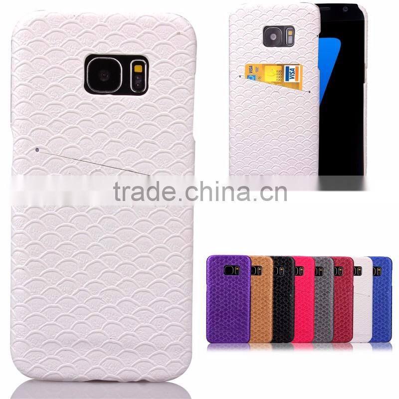 Hot sale Scale pattern Skin leather case, PC hard cover with card slot on the back for iphone 6S/6 plus