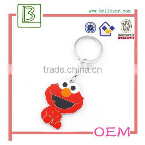 custom metal alloy silver tone enamel cartoon figure keychain