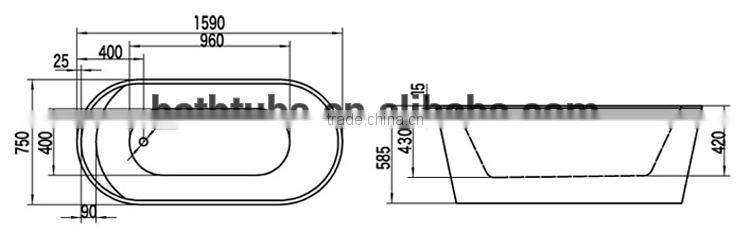 australia acrylic bathtub,paint bathtub,one end vertical freestanding bathtubs