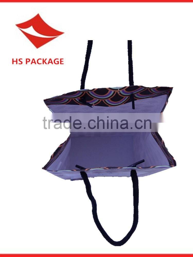 rope handle colorful printing wine paper bag with laminated