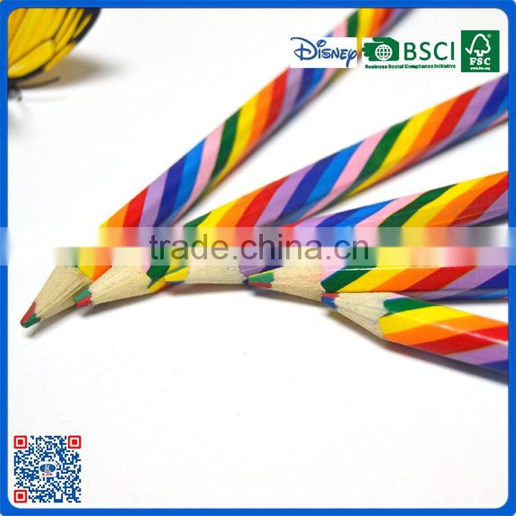 Jumbo wood hexagonal shape multi crayons colored lead pencil for gifts