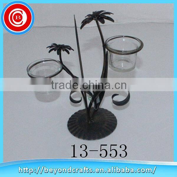 Professional produce special black plant modeling tabletop decoration metal candle holder