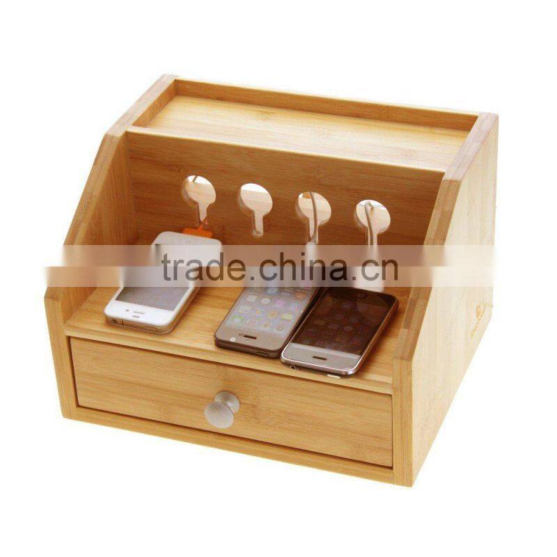 new design Charging Station and Dock with Built-in Power Strip Storage bamboo desk organizer pad and phone holder wholesale