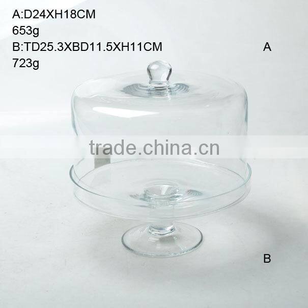 Clear glass dome cake cover cake stand