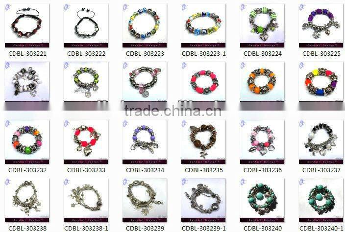 Fashion jewelry pink bead with heart DIY charm bracelet 2013