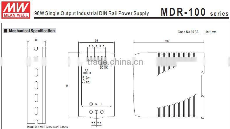 Meanwell 48V 100W Single Output Industrial DIN Rail Power Supply/48v Industrial DIN Rail 100w