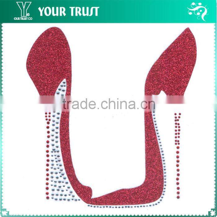 Lady Hot Pink Turquoise Ribbon Cute Dress Iron-on Hot Fix Motif Rhinestone