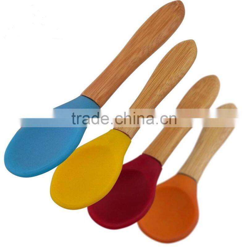 toddler/infant bamboo silicone baby feeding spoon