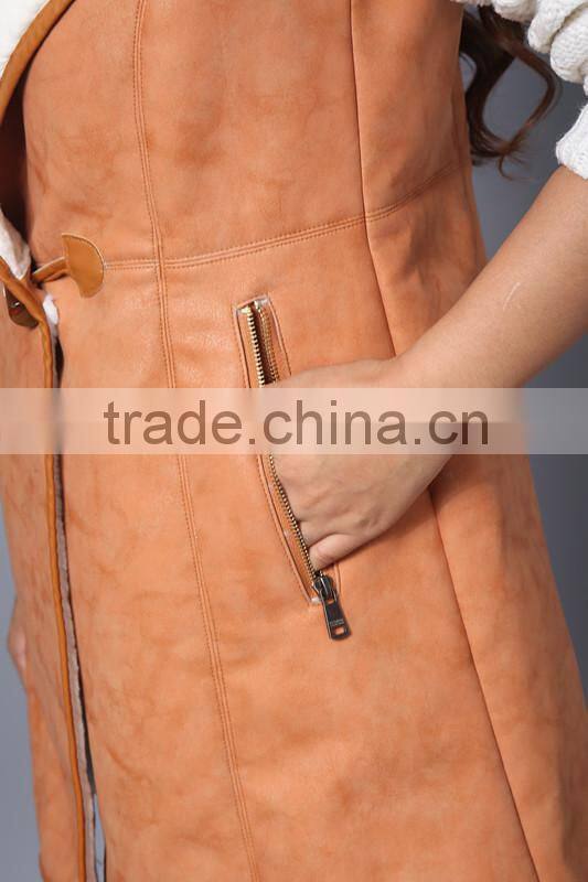 Women Real Leather Fur Vest / Lamb Fur Vest For Lady