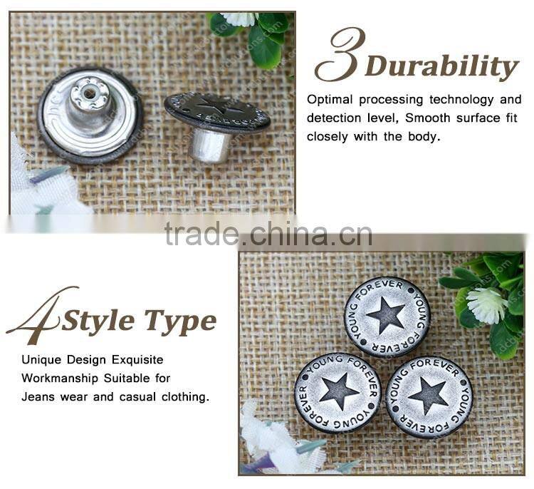 Factory direct sell custom button jeans button for jacket garment