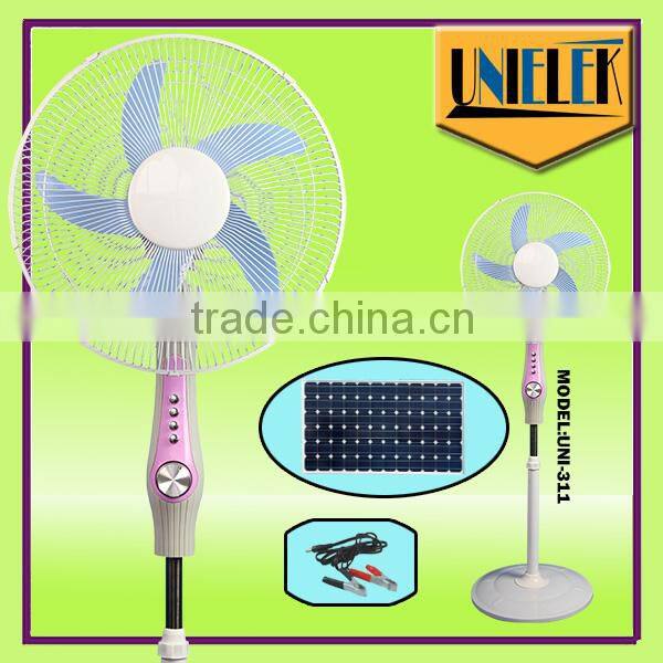 16" Solar powered dc fan 12v dc cooling fan AC/DC double Electric Stand Fan