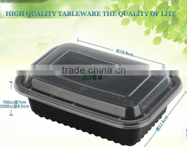 700ml black plastic food container/take out lunch container/takeaway bento box /storage container/ disposable lunch box