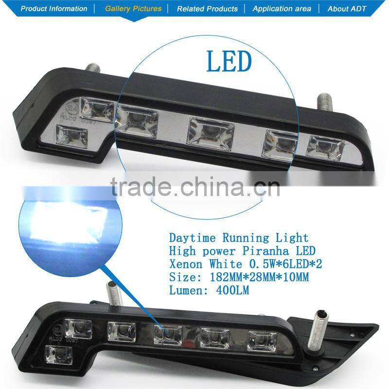 2X Bright 6LED 12V Super White Car Driving Lamp Fog DRL Daytime Running Light