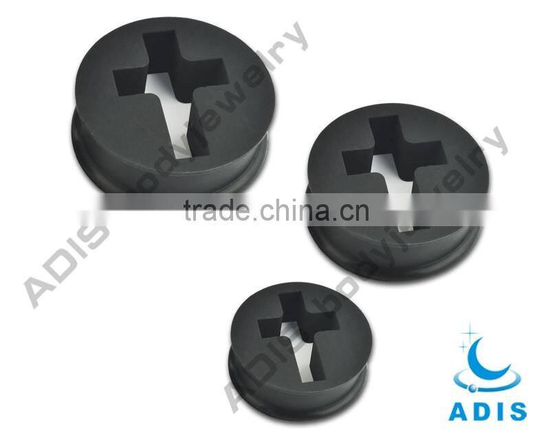 Fashion design black wholesale piercing ear plug silicone tunnel