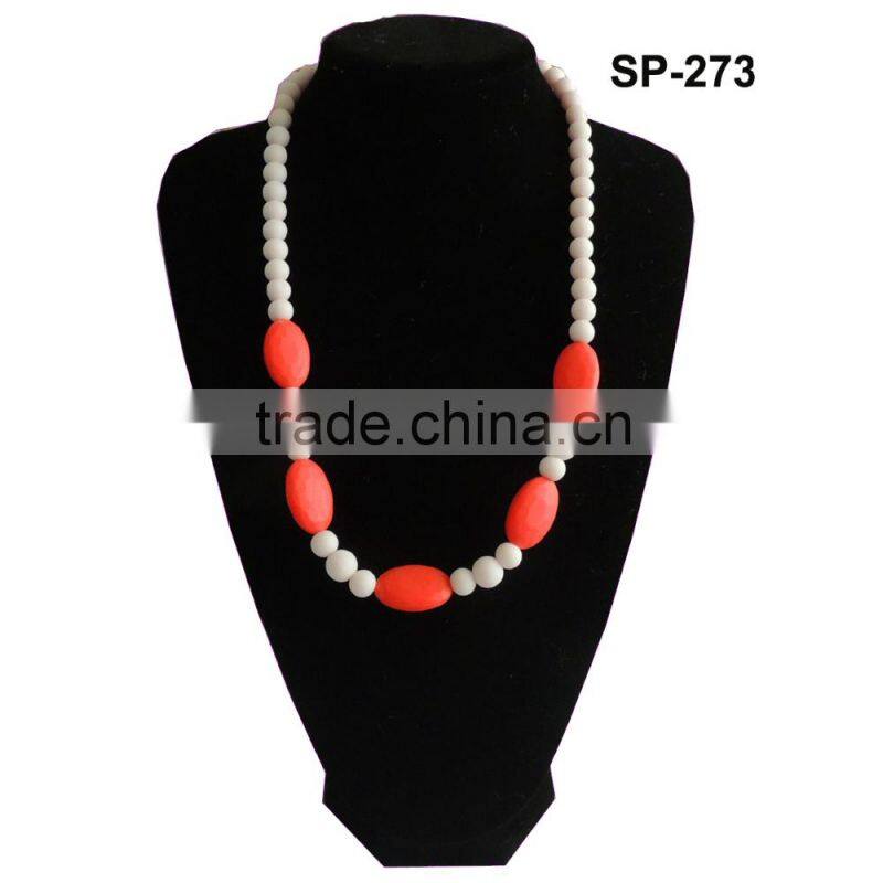 Food Grade Baby chewing silicone rubber necklace BPA FREE