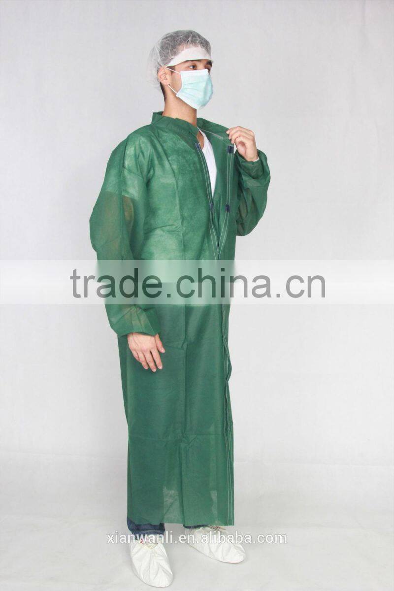 Non Woven White/Blue/Red/Green/Yellow disposable Lab Coat With Hook and Loop