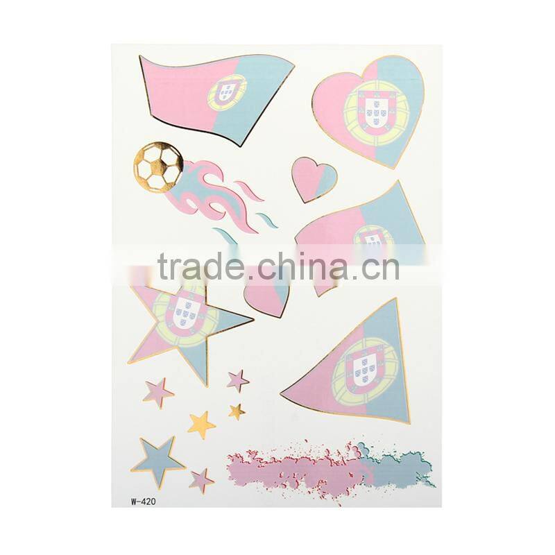 Beauty Sticker 2016 UEFA gold and silver tattoo stickers/world cup country flag tattoo sticker